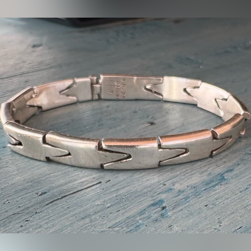 925 Rare Vintage Sterling Silver Geometric/Gate Link Bracelet